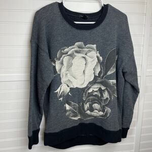 J Crew Floral Graphic Crewneck Sweatshirt Size M